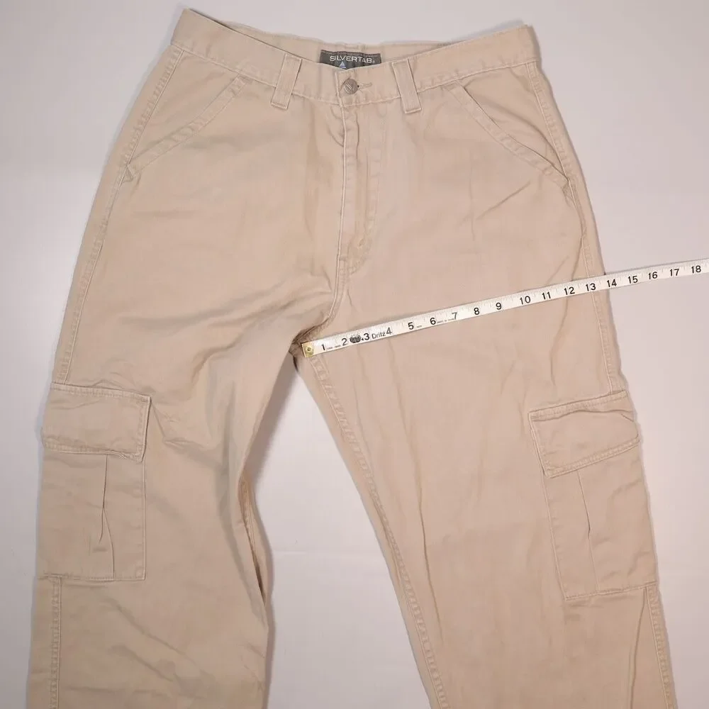Vintage Levis Silvertab Cargo Pants Beige Khaki Baggy Y2K Mens 34x32